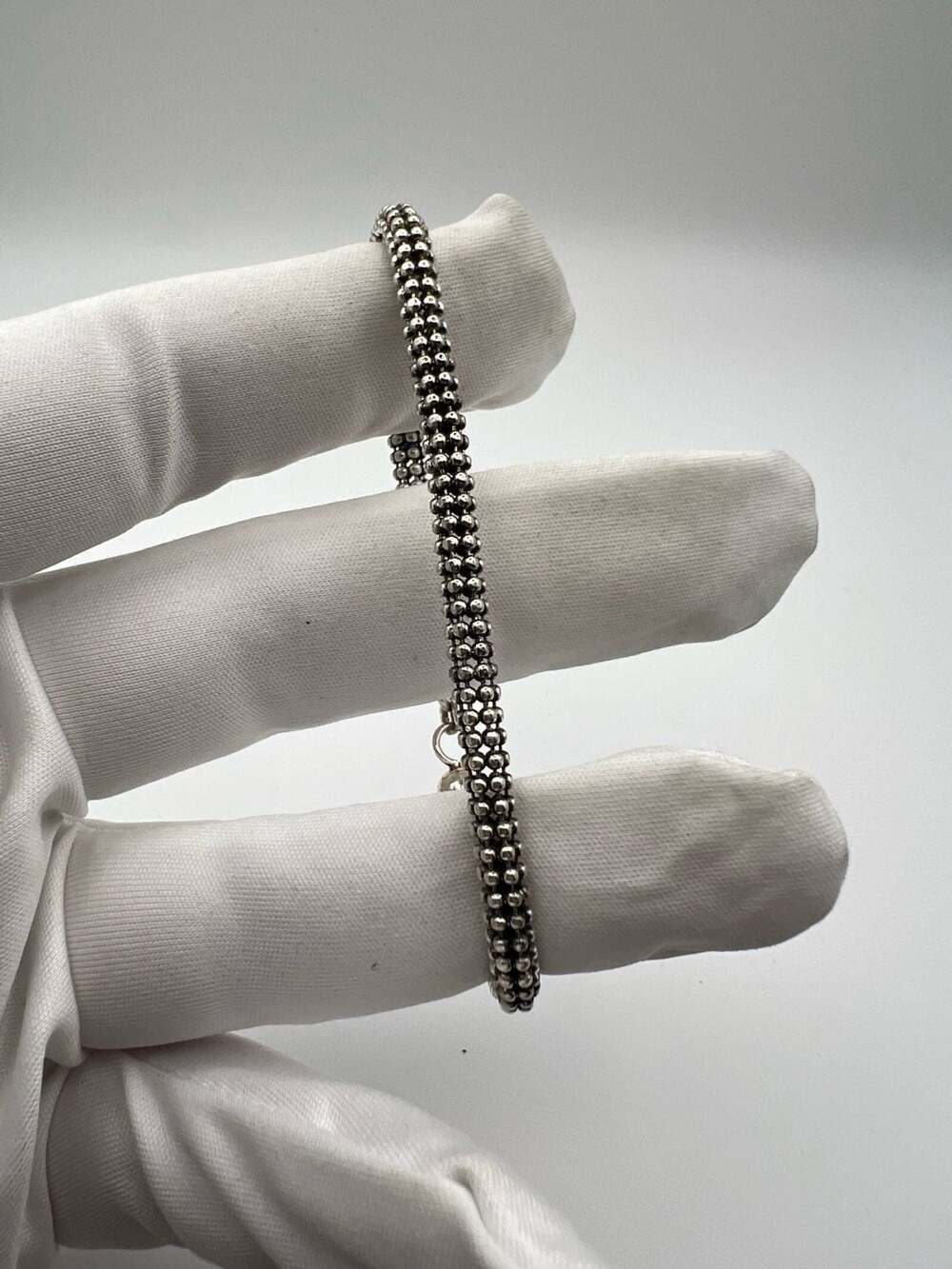 KC Italy 925 Sterling Silver Beaded Mesh Bracelet 7 Inch - Picture 3 of 11